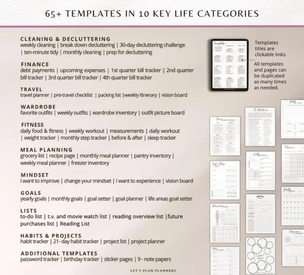 2025 Digital Planner GoodNotes Template for iPad Tablet and Phone with Apple & Google Calendar links Life Journal Daily Weekly and Monthly - Image 7